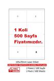 A1Etiket Tw-2208 500 A4 Lazer Etiket 105 x 70 mm Etiket  A4 Sayfada 8 Etiket